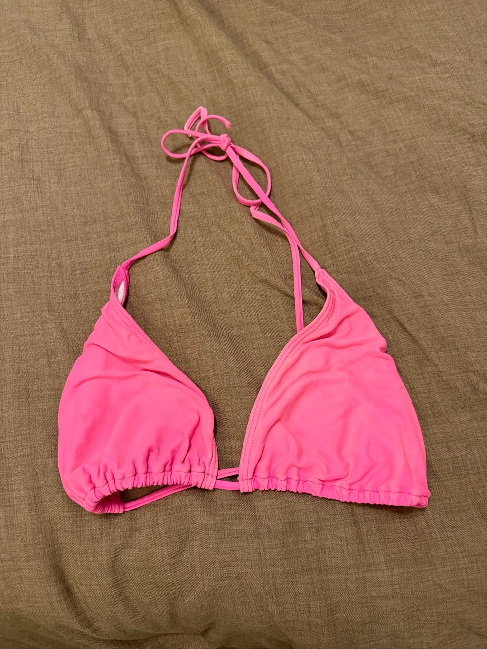 Classic Triangle Halter Bikini Top - Hot Pink